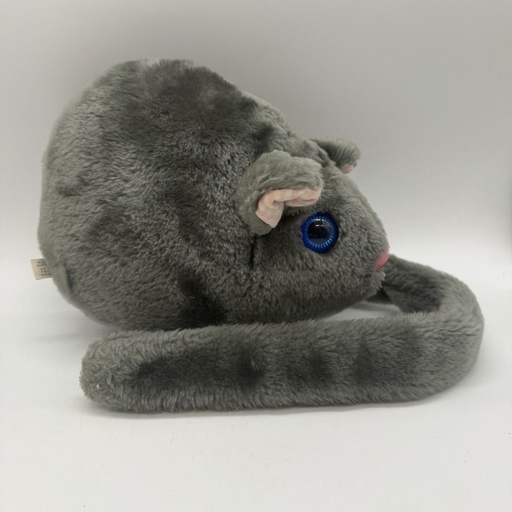 Mays Toys Grey Mouse W Long Tail Plush Toy Vintage Rare